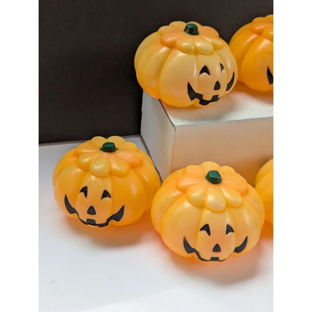 Vtg Blow Mold Plastic Jack O Lantern Pumpkin Replacement Light Covers Lot Of 8